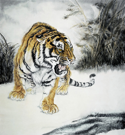 刘扬 动物画《气吞山河》 68×68cm