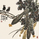 徐湛 花鸟画《金秋季节》68x68cm