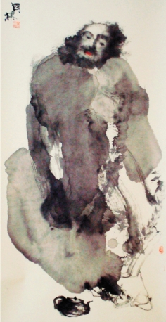 师国栋 人物画《吃茶吧》136×68cm 