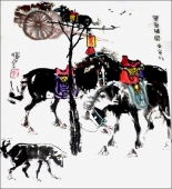 刘宝平  动物画《鞍马》68x68cm