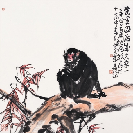 马硕山 动物画《 秋风 》68x68cm