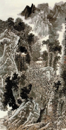 刘善传 山水画《身入超尘境》68x136cm