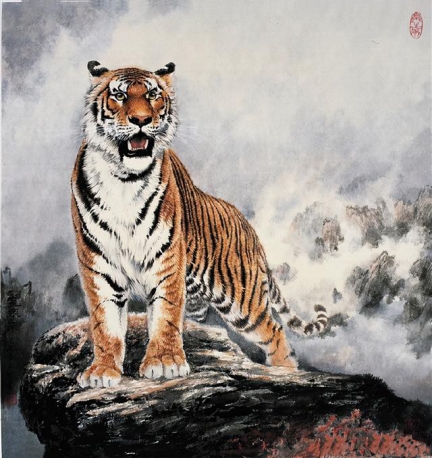 黄玉琳 动物画《虎》68x68cm
