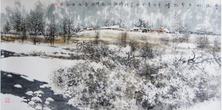 孙奇成 山水画 68x136cm