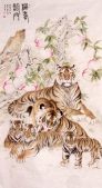 王连城 动物画《福寿临门》68x136cm