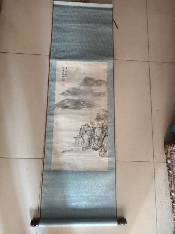 民国蒙古族名人 胡佩衡（胡锡铨）山水风景条幅，尺寸61-30cm