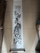 民国浙江著名画家 黄宾虹山水条幅，尺寸130-20cm