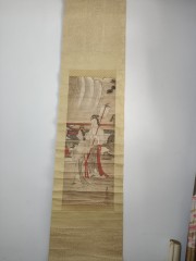 清代浙江名人画家 吴春 唐代仕女人物条幅，尺寸83-32cm
