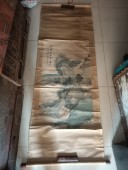 民国广东名人 汪兆铭 青绿山水中堂，尺寸105-56cm
