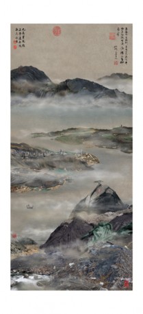 Yaolu’s new landscape part IV -YL05 Mountain Ridges Shrouded in Hazy Sunset