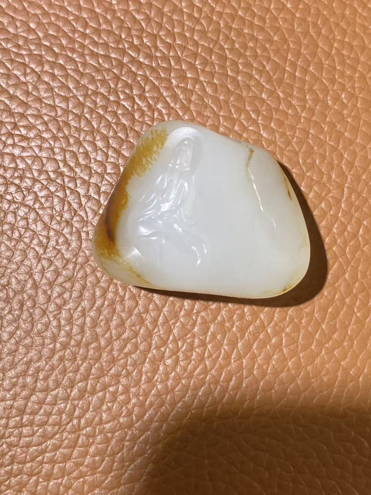 【观自在】和田玉籽料写意观音吊坠 