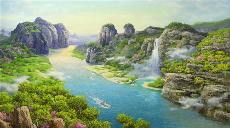 朝鲜油画柳明福春意盎然
