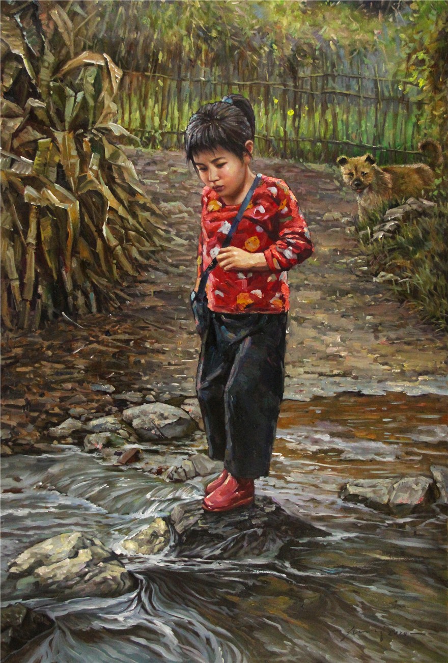 朝鲜油画小女孩功勋艺术家
