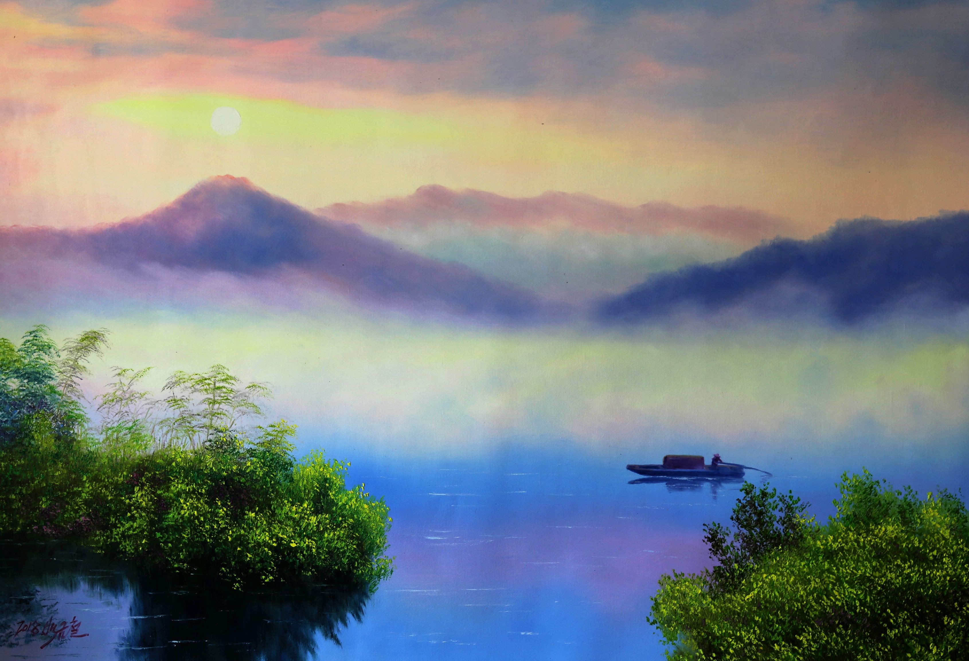 朝鲜油画一级画家白金哲船